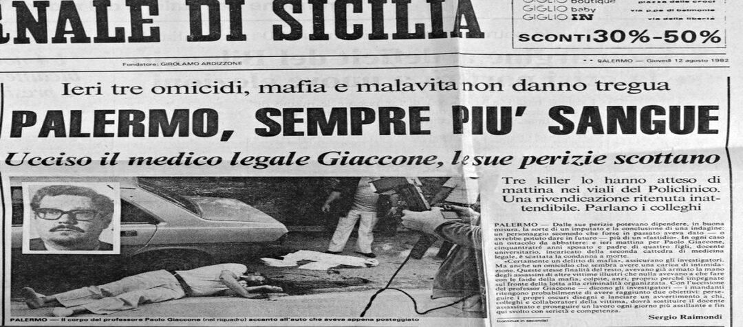 Prima pagina del Giornale di Sicilia con notizia morte Paolo Giaccone