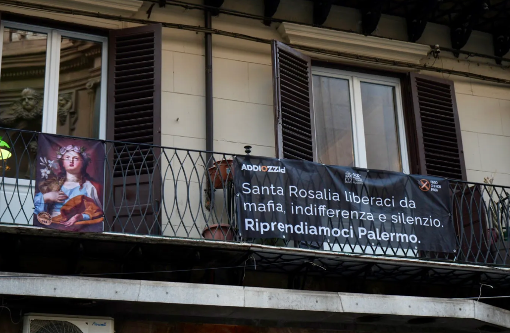 striscione addiopizzo santa rosalia 2026 striscione addiopizzo santa rosalia 2026